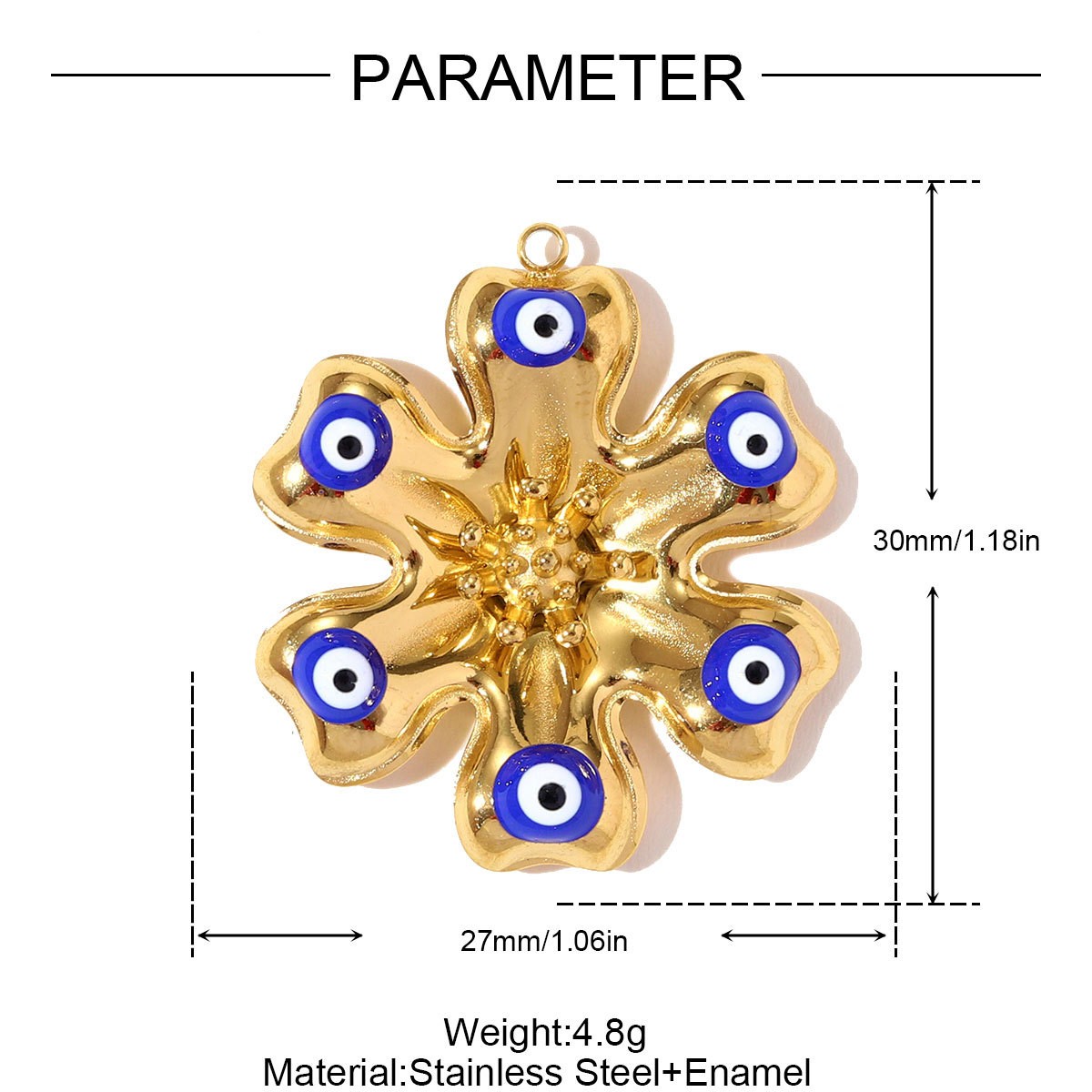 6pcs/pack Stainless Steel Rhinestone Cross Flower Necklace Pendant Enamel Evil Eye DIY Earring Charm Women Geometric Jewelry Wholesale