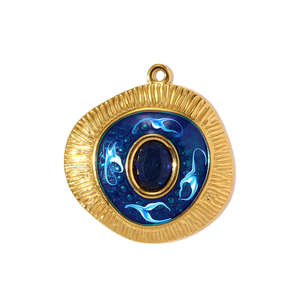 6pcs/pack Stainless Steel Rhinestone Cross Flower Necklace Pendant Enamel Evil Eye DIY Earring Charm Women Geometric Jewelry Wholesale