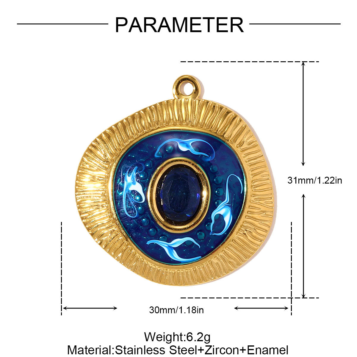 6pcs/pack Stainless Steel Rhinestone Cross Flower Necklace Pendant Enamel Evil Eye DIY Earring Charm Women Geometric Jewelry Wholesale