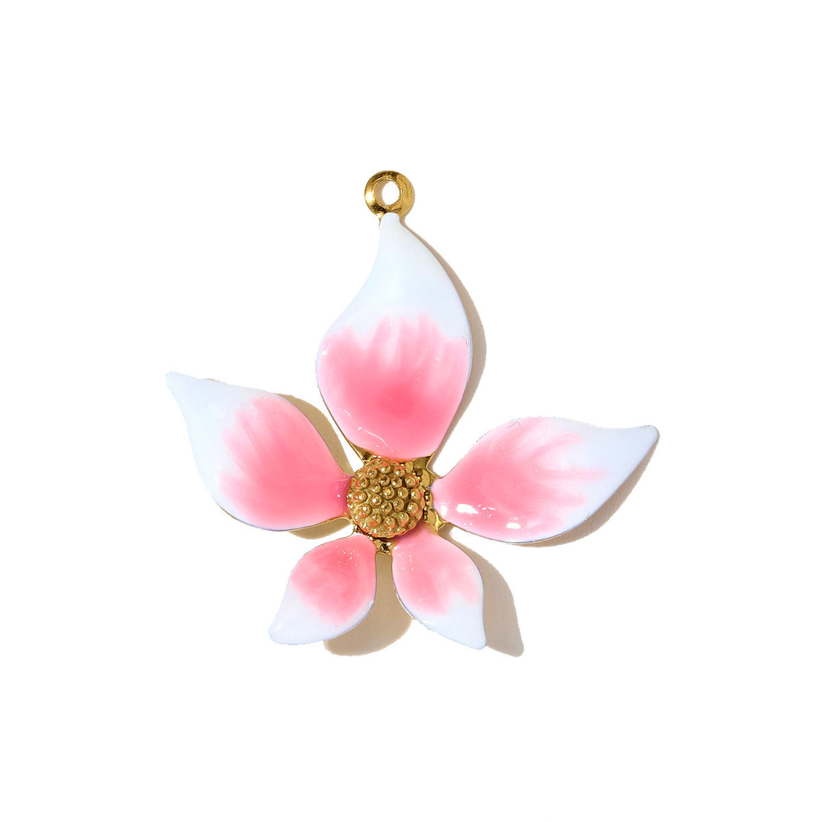 6pcs/pack Stainless Steel Gradient color Roselle Necklace Pendant Rhinestone Flower DIY Earring Charm Women Star Jewelry Wholesale