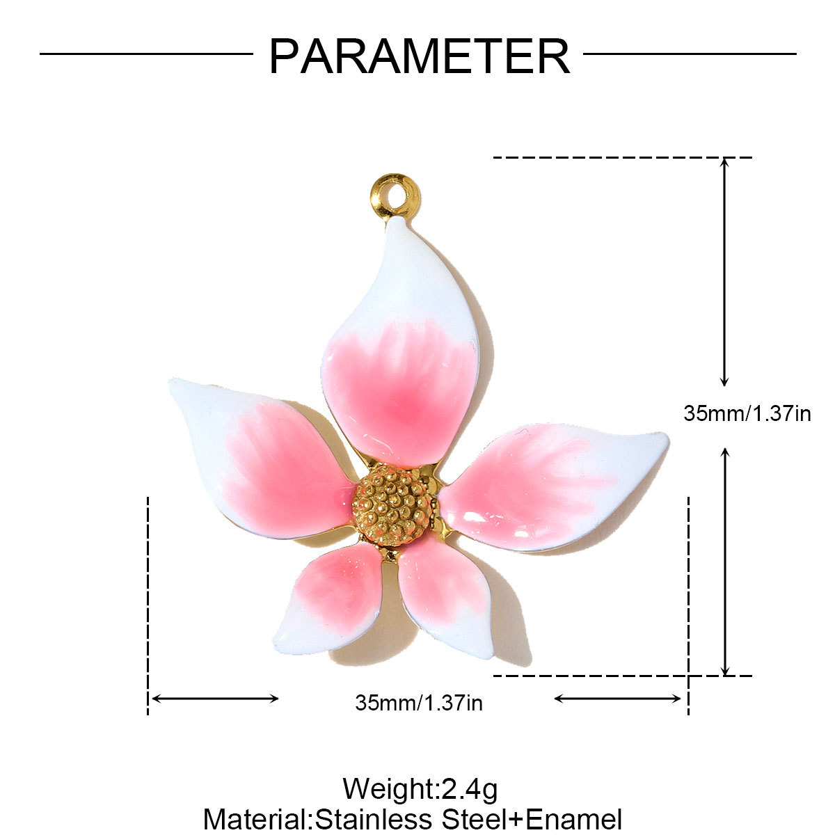 6pcs/pack Stainless Steel Gradient color Roselle Necklace Pendant Rhinestone Flower DIY Earring Charm Women Star Jewelry Wholesale