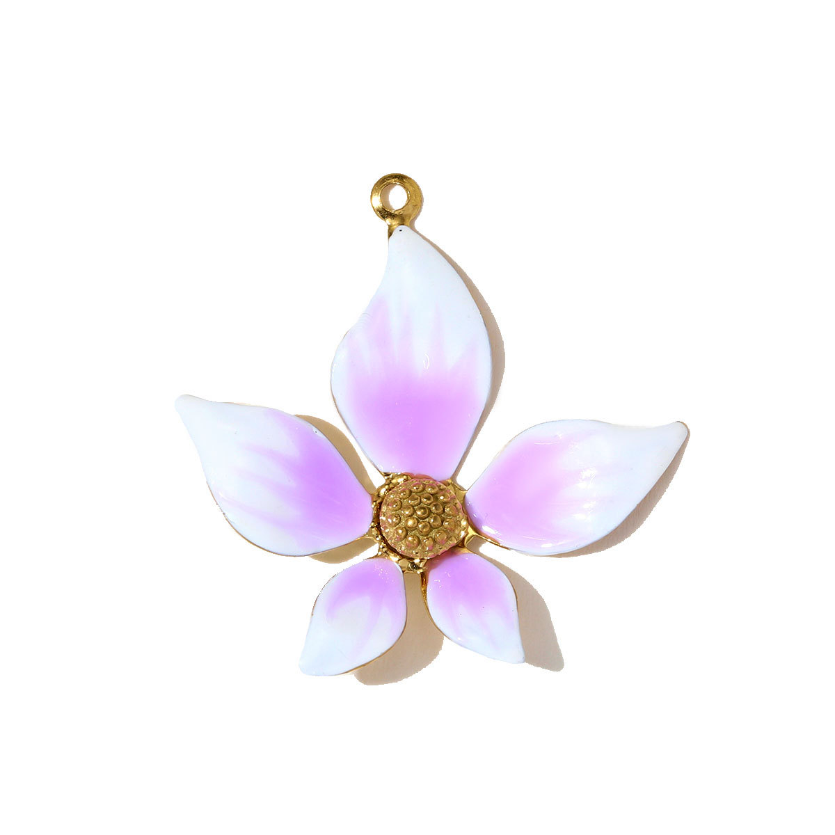 6pcs/pack Stainless Steel Gradient color Roselle Necklace Pendant Rhinestone Flower DIY Earring Charm Women Star Jewelry Wholesale