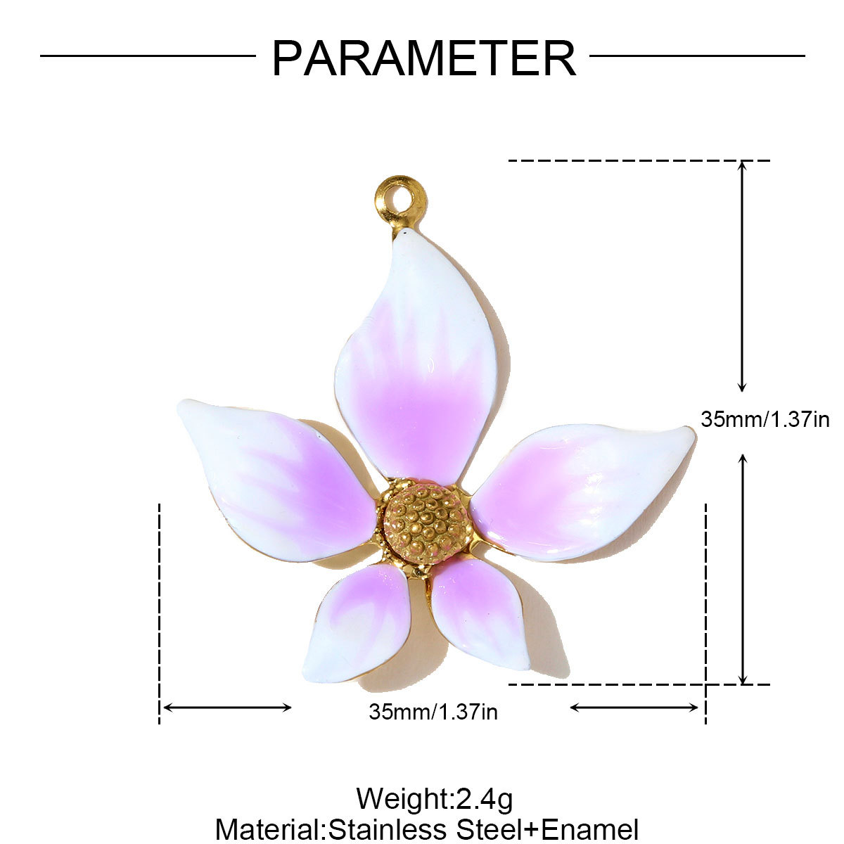 6pcs/pack Stainless Steel Gradient color Roselle Necklace Pendant Rhinestone Flower DIY Earring Charm Women Star Jewelry Wholesale
