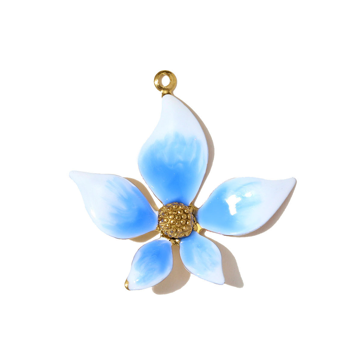 6pcs/pack Stainless Steel Gradient color Roselle Necklace Pendant Rhinestone Flower DIY Earring Charm Women Star Jewelry Wholesale
