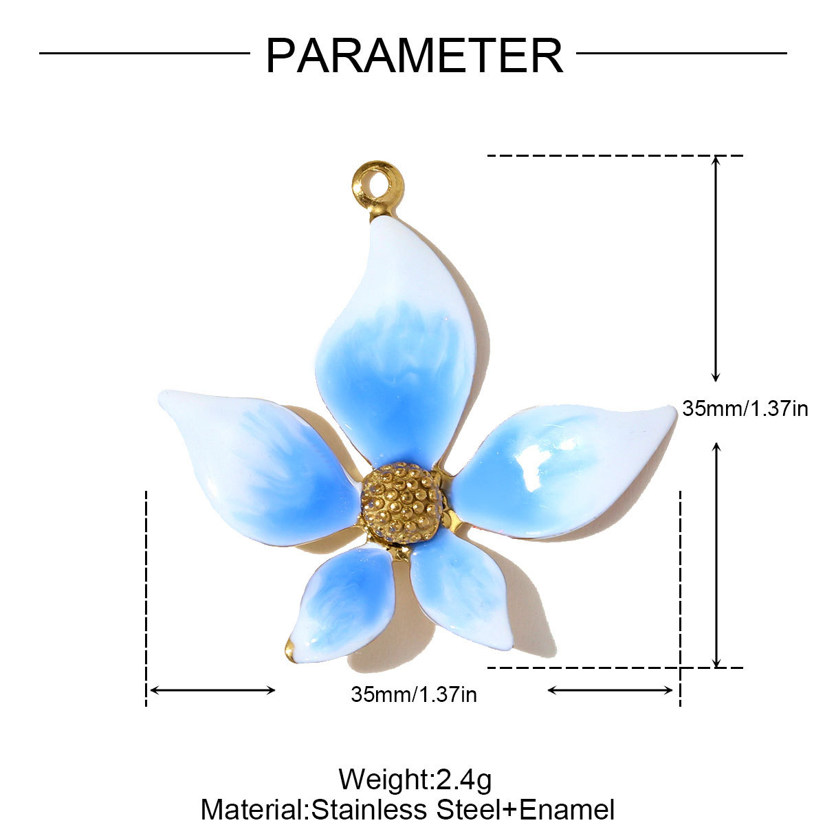 6pcs/pack Stainless Steel Gradient color Roselle Necklace Pendant Rhinestone Flower DIY Earring Charm Women Star Jewelry Wholesale