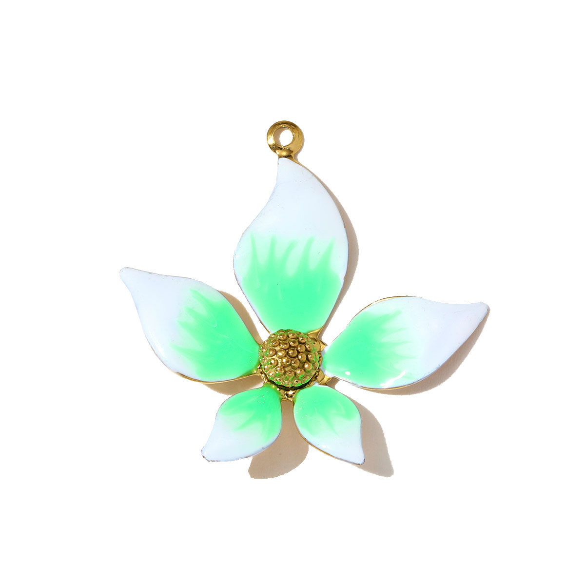 6pcs/pack Stainless Steel Gradient color Roselle Necklace Pendant Rhinestone Flower DIY Earring Charm Women Star Jewelry Wholesale