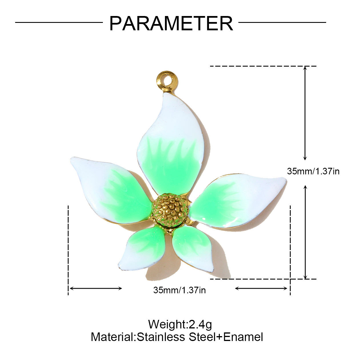 6pcs/pack Stainless Steel Gradient color Roselle Necklace Pendant Rhinestone Flower DIY Earring Charm Women Star Jewelry Wholesale