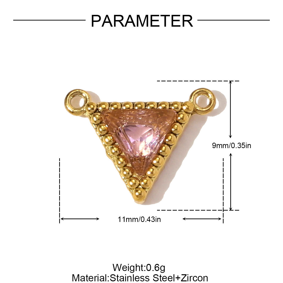 6pcs/pack Stainless Steel Triangle Zircon Necklace Pendants Life Sweet Love DIY Disc Charm Women Star Luck Clover Jewelry Wholesale