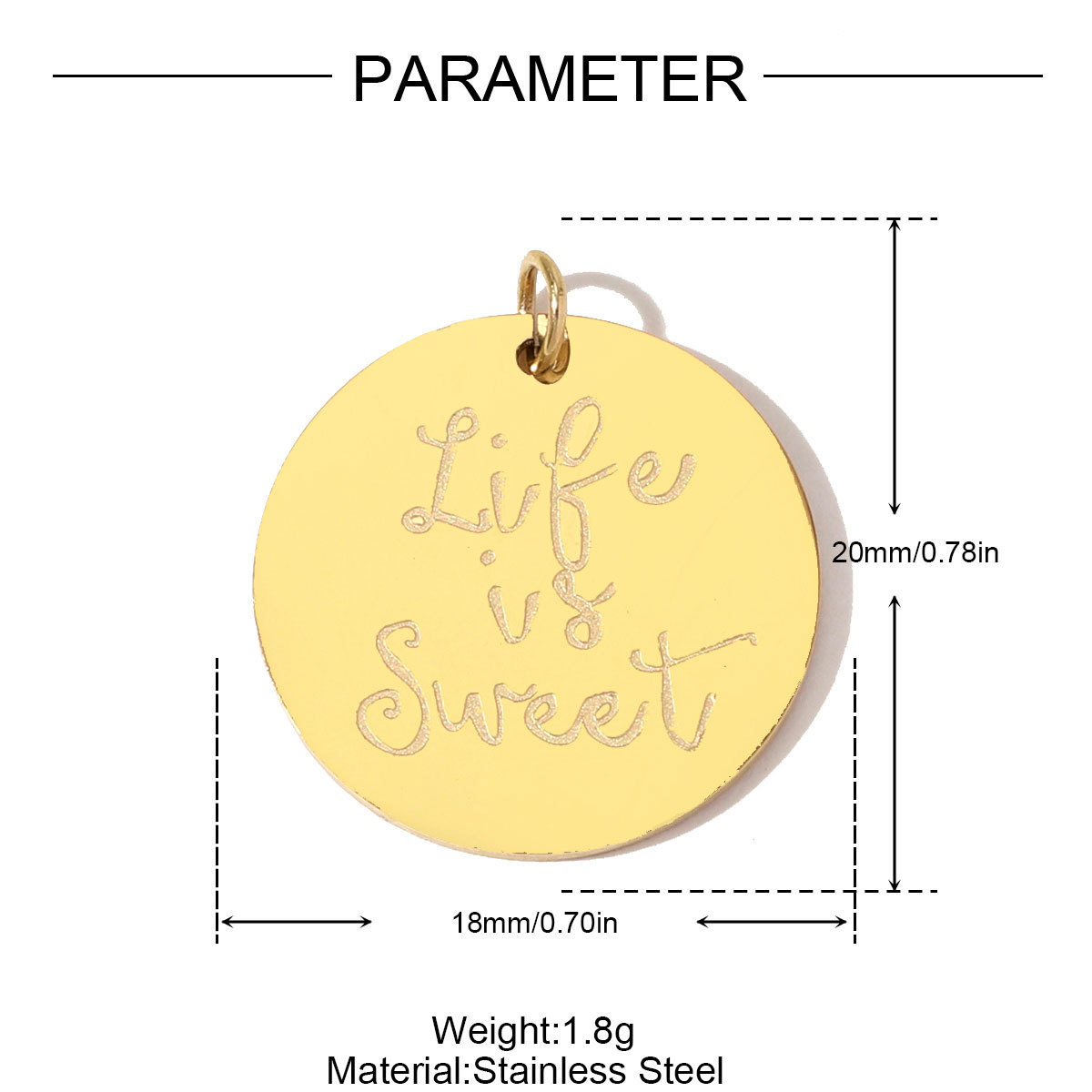 6pcs/pack Stainless Steel Triangle Zircon Necklace Pendants Life Sweet Love DIY Disc Charm Women Star Luck Clover Jewelry Wholesale