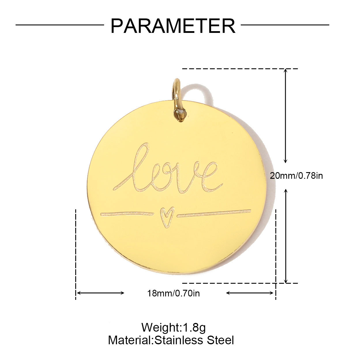 6pcs/pack Stainless Steel Triangle Zircon Necklace Pendants Life Sweet Love DIY Disc Charm Women Star Luck Clover Jewelry Wholesale