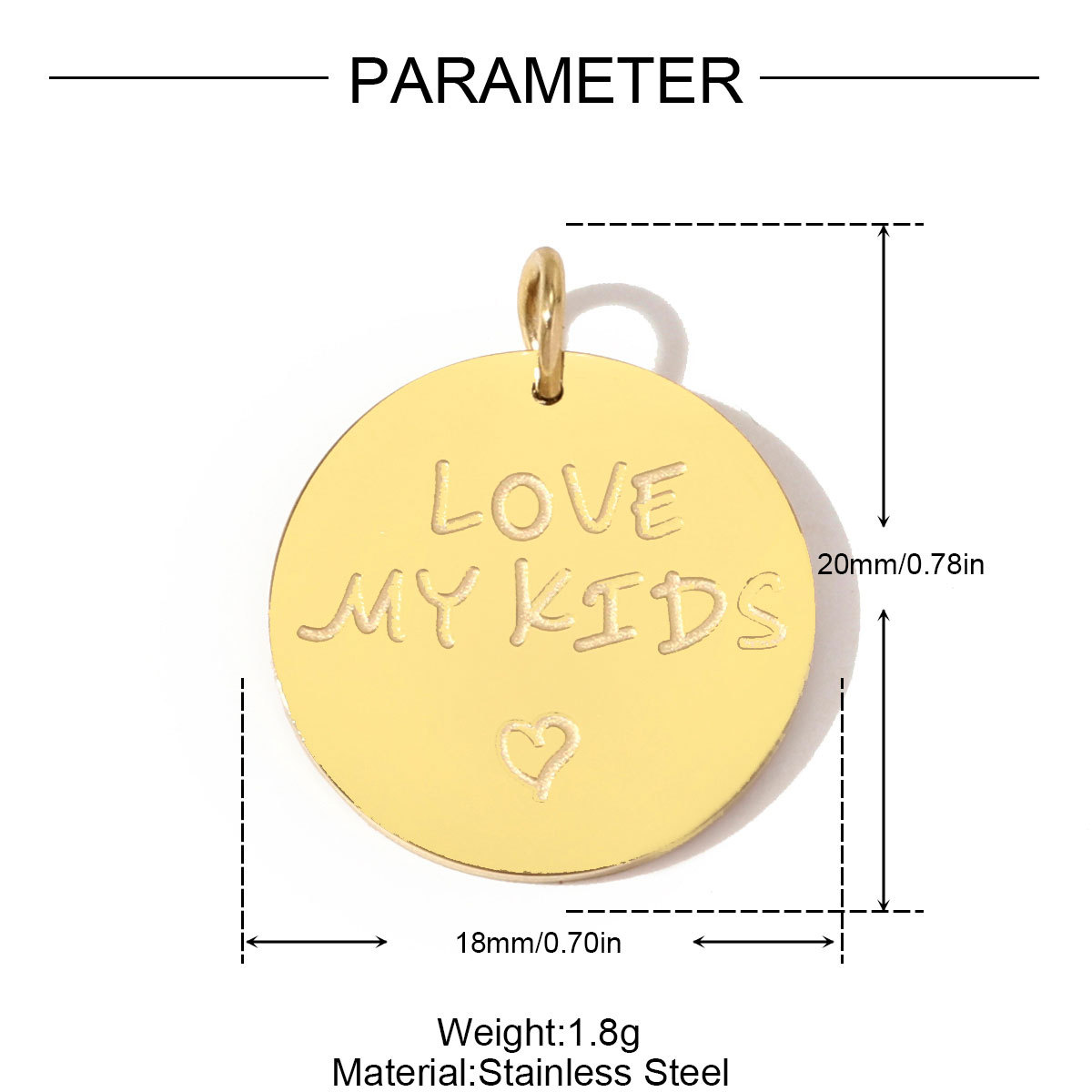 6pcs/pack Stainless Steel Triangle Zircon Necklace Pendants Life Sweet Love DIY Disc Charm Women Star Luck Clover Jewelry Wholesale
