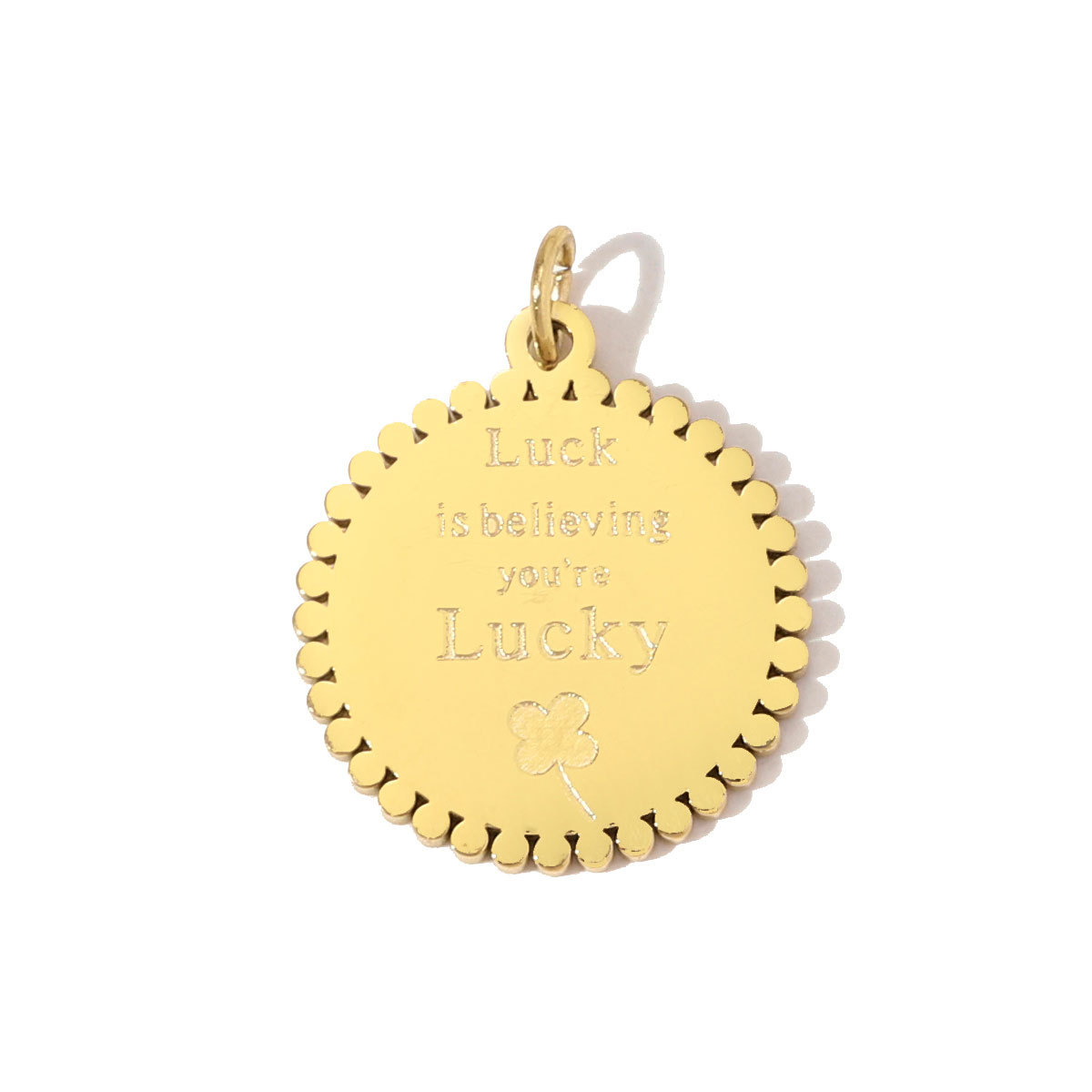 6pcs/pack Stainless Steel Triangle Zircon Necklace Pendants Life Sweet Love DIY Disc Charm Women Star Luck Clover Jewelry Wholesale