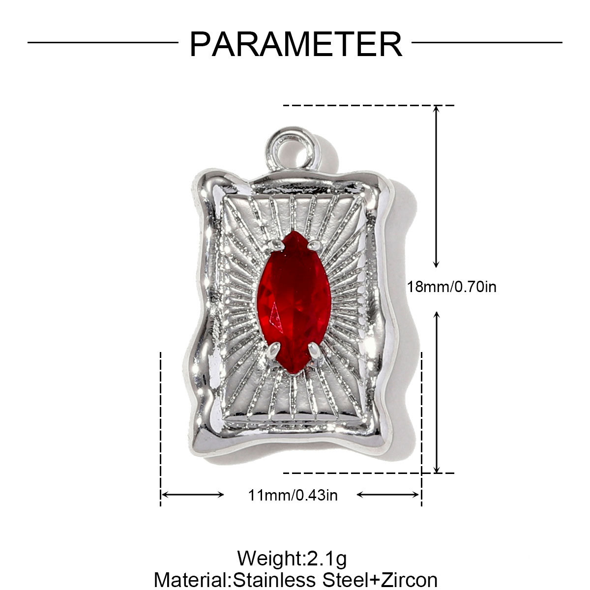 6pcs/pack Fashion Stainless Steel Square Star DIY Charms Heart Oval Zircon Necklace Pendant Women Love Rhinestone Jewelry Wholesale