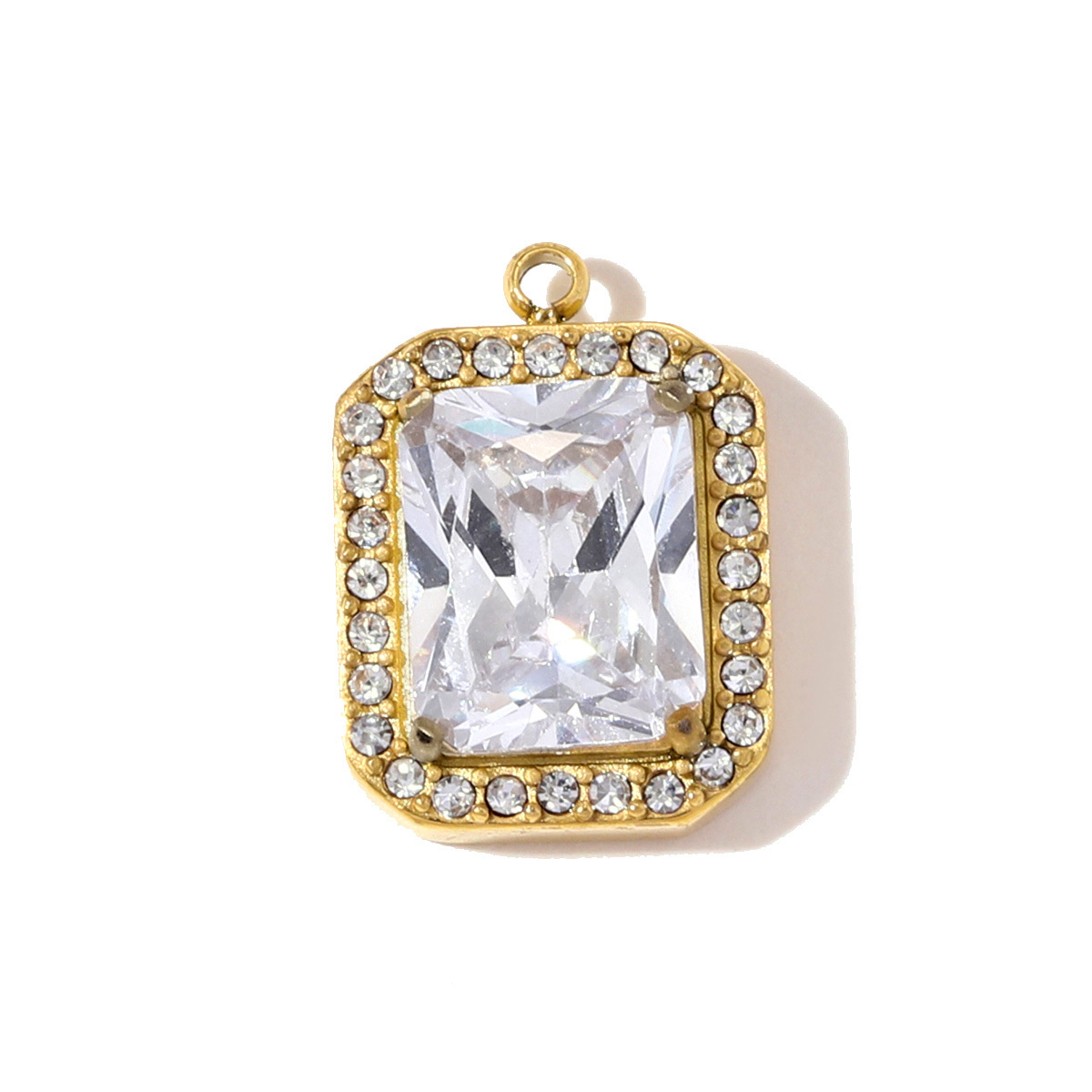6pcs/pack Fashion Stainless Steel Square Star DIY Charms Heart Oval Zircon Necklace Pendant Women Love Rhinestone Jewelry Wholesale