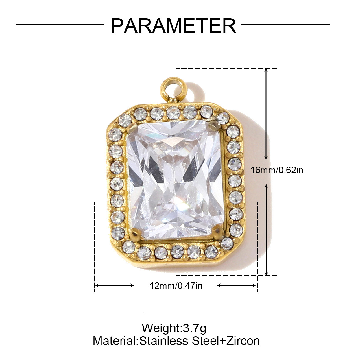 6pcs/pack Fashion Stainless Steel Square Star DIY Charms Heart Oval Zircon Necklace Pendant Women Love Rhinestone Jewelry Wholesale
