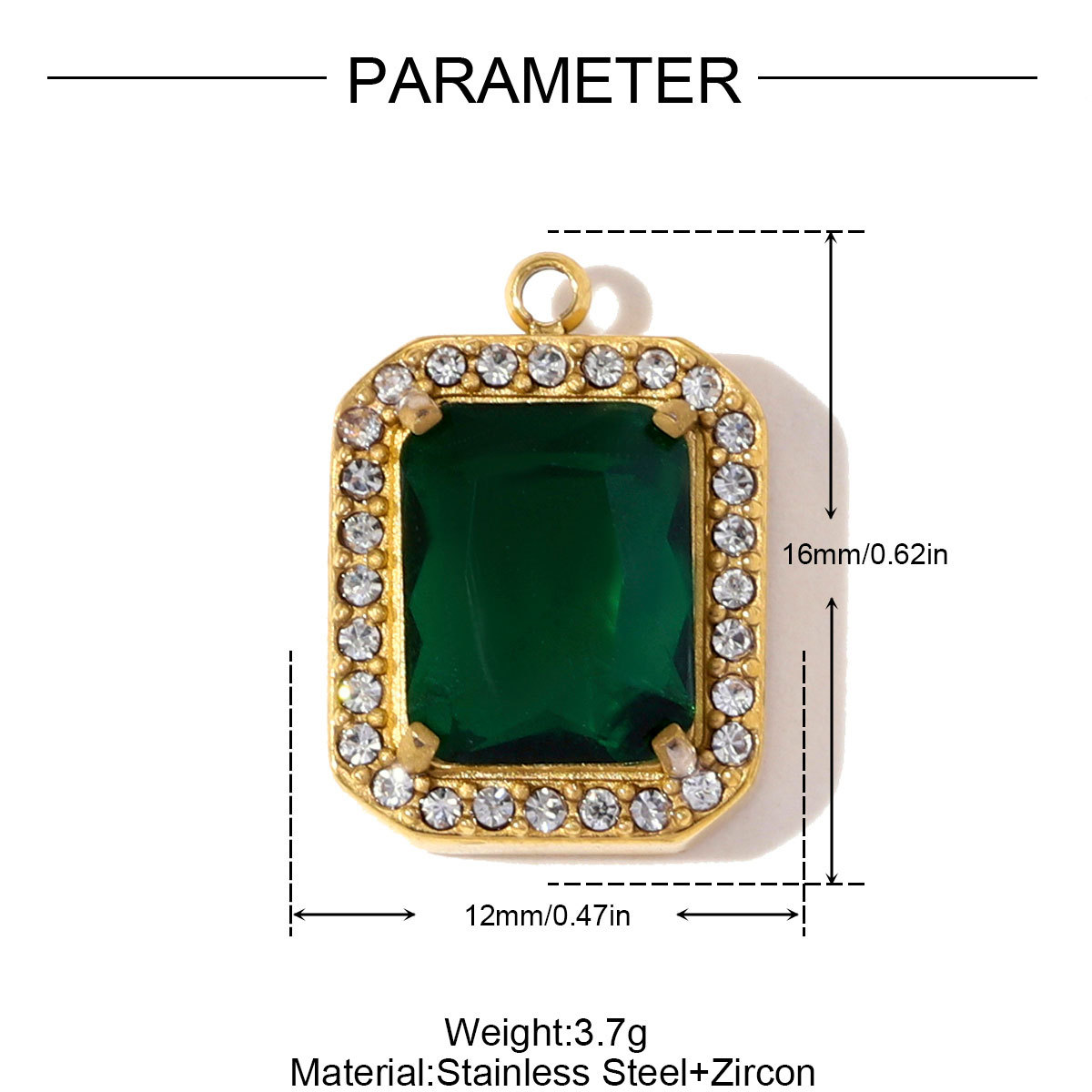 6pcs/pack Fashion Stainless Steel Square Star DIY Charms Heart Oval Zircon Necklace Pendant Women Love Rhinestone Jewelry Wholesale