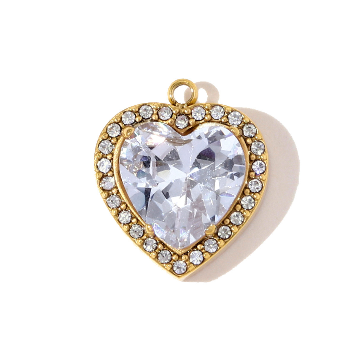 6pcs/pack Fashion Stainless Steel Square Star DIY Charms Heart Oval Zircon Necklace Pendant Women Love Rhinestone Jewelry Wholesale
