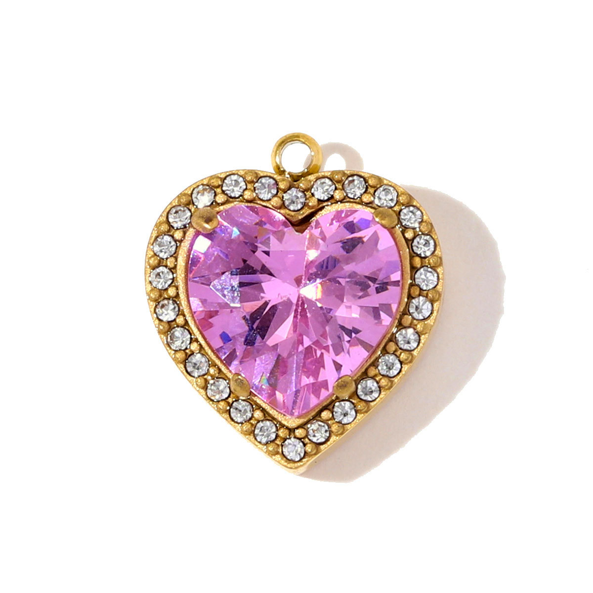 6pcs/pack Fashion Stainless Steel Square Star DIY Charms Heart Oval Zircon Necklace Pendant Women Love Rhinestone Jewelry Wholesale