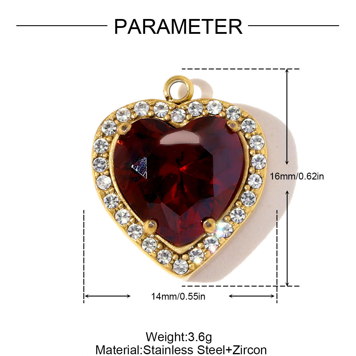 6pcs/pack Fashion Stainless Steel Square Star DIY Charms Heart Oval Zircon Necklace Pendant Women Love Rhinestone Jewelry Wholesale