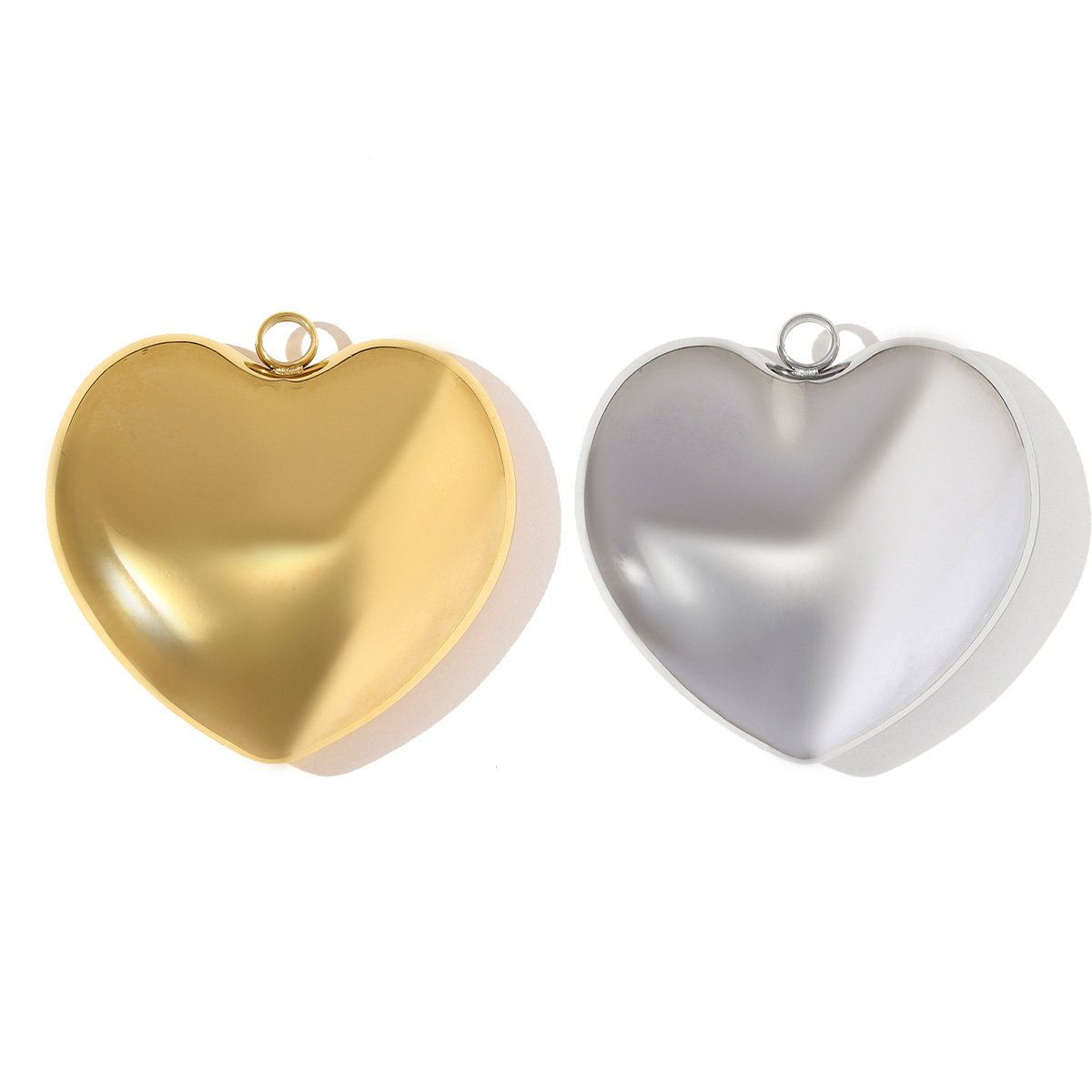 6pcs/pack 50x50mm Stainless Steel Love Heart DIY Charms Big Size Necklace Pendants Women French Retro Jewelry Wholesale