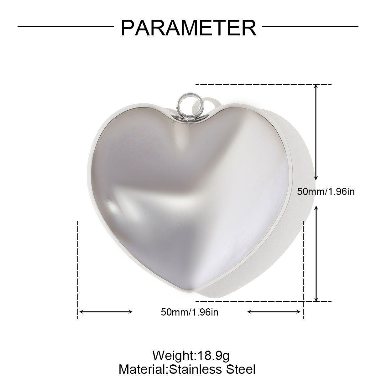 6pcs/pack 50x50mm Stainless Steel Love Heart DIY Charms Big Size Necklace Pendants Women French Retro Jewelry Wholesale
