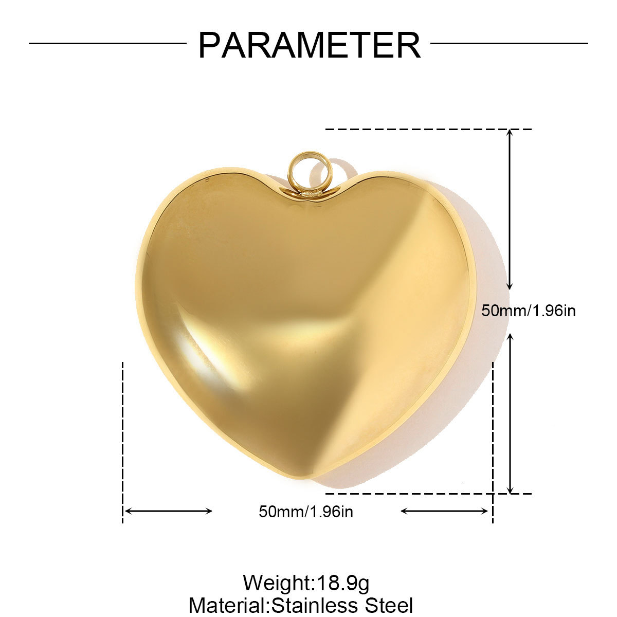 6pcs/pack 50x50mm Stainless Steel Love Heart DIY Charms Big Size Necklace Pendants Women French Retro Jewelry Wholesale