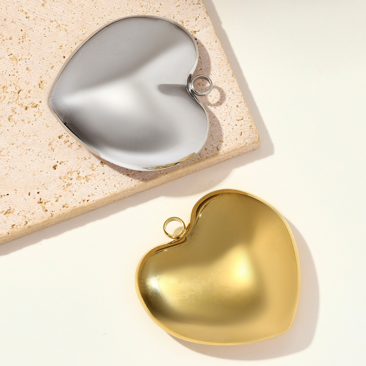 6pcs/pack 50x50mm Stainless Steel Love Heart DIY Charms Big Size Necklace Pendants Women French Retro Jewelry Wholesale