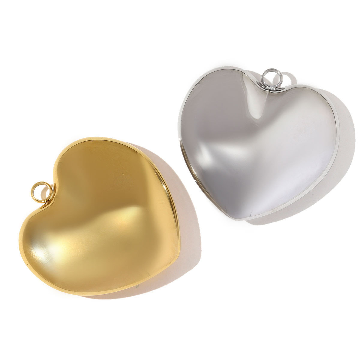 6pcs/pack 50x50mm Stainless Steel Love Heart DIY Charms Big Size Necklace Pendants Women French Retro Jewelry Wholesale