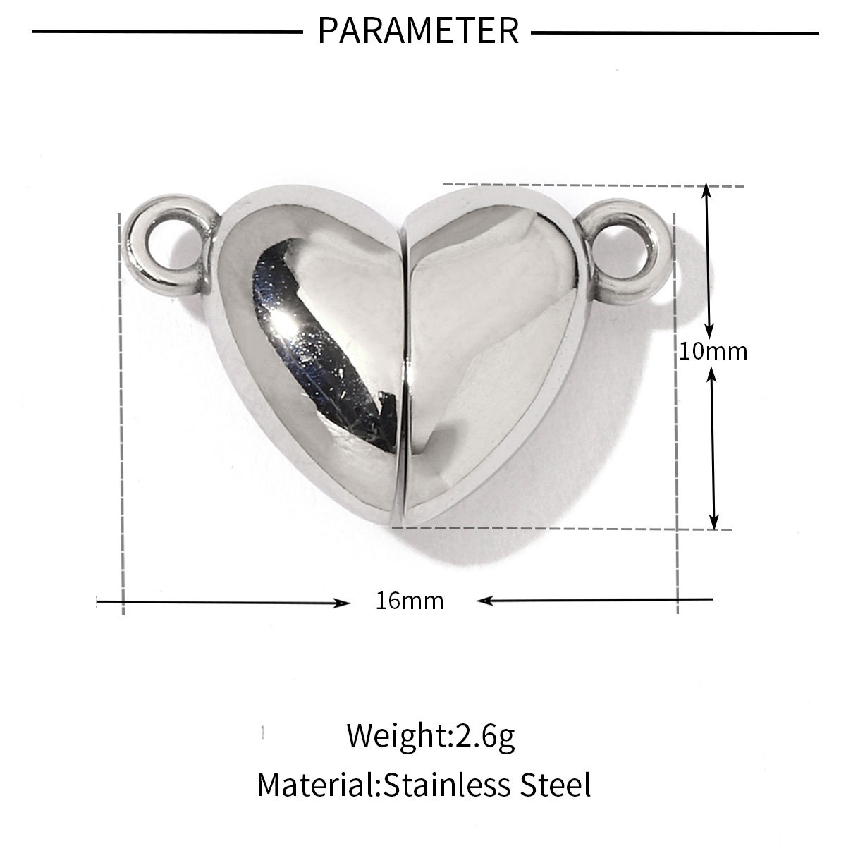 6pcs/pack Fashion Stainless Steel Hexagon Heart Magnetic Buckle OT Clasps for DIY Necklaces Bracelets Making
