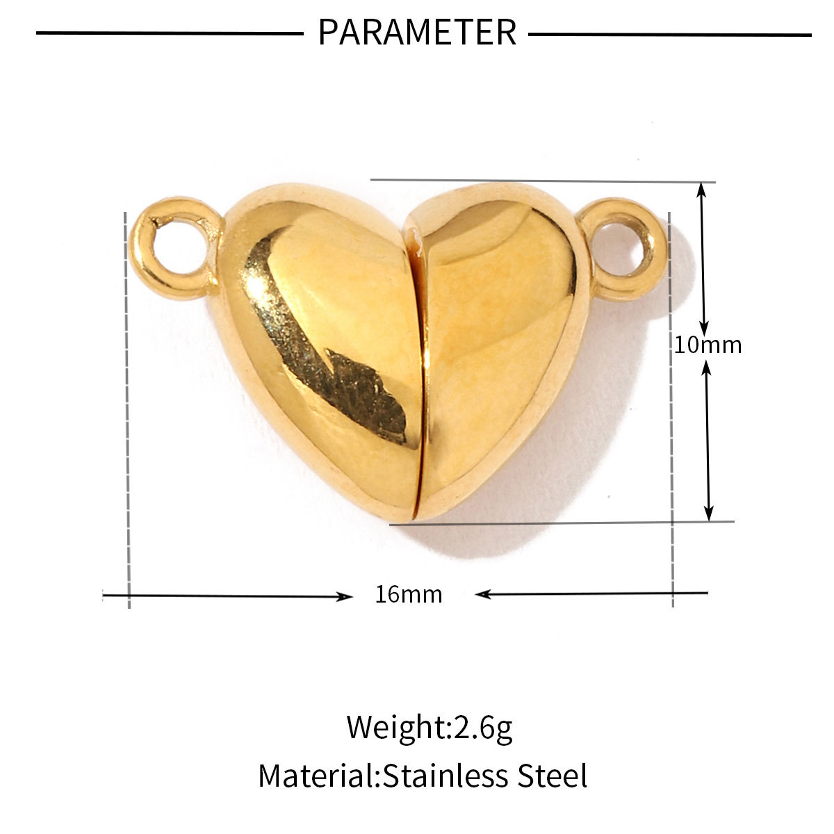 6pcs/pack Fashion Stainless Steel Hexagon Heart Magnetic Buckle OT Clasps for DIY Necklaces Bracelets Making