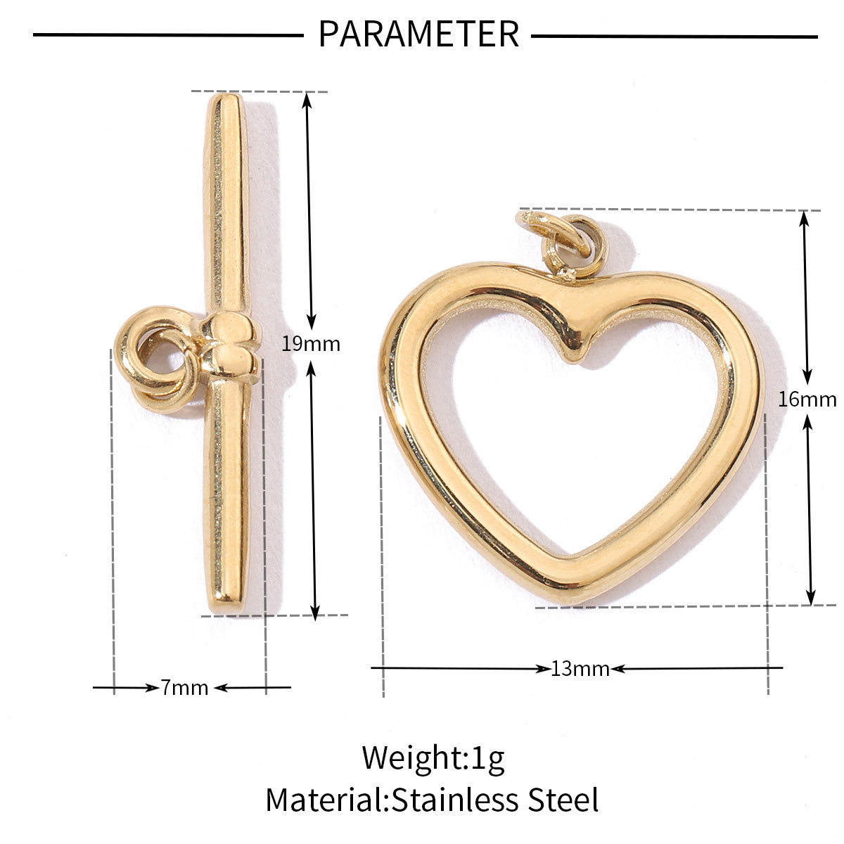 6pcs/pack Fashion Stainless Steel Hexagon Heart Magnetic Buckle OT Clasps for DIY Necklaces Bracelets Making
