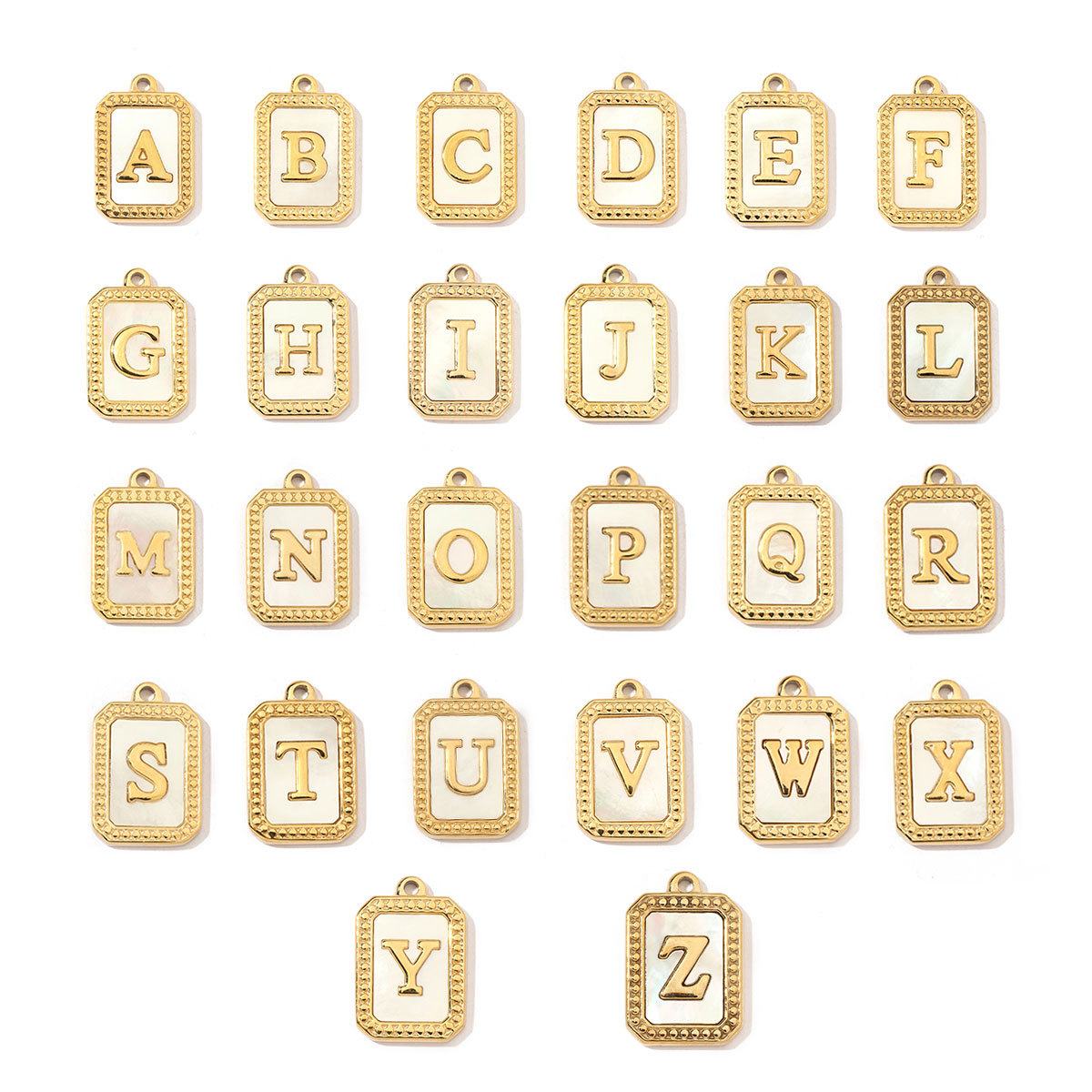 6pcs/pack French Style Stainless Steel Initail Alphabe Shell Charms A-Z Name Letter Necklace DIY Small Pendant