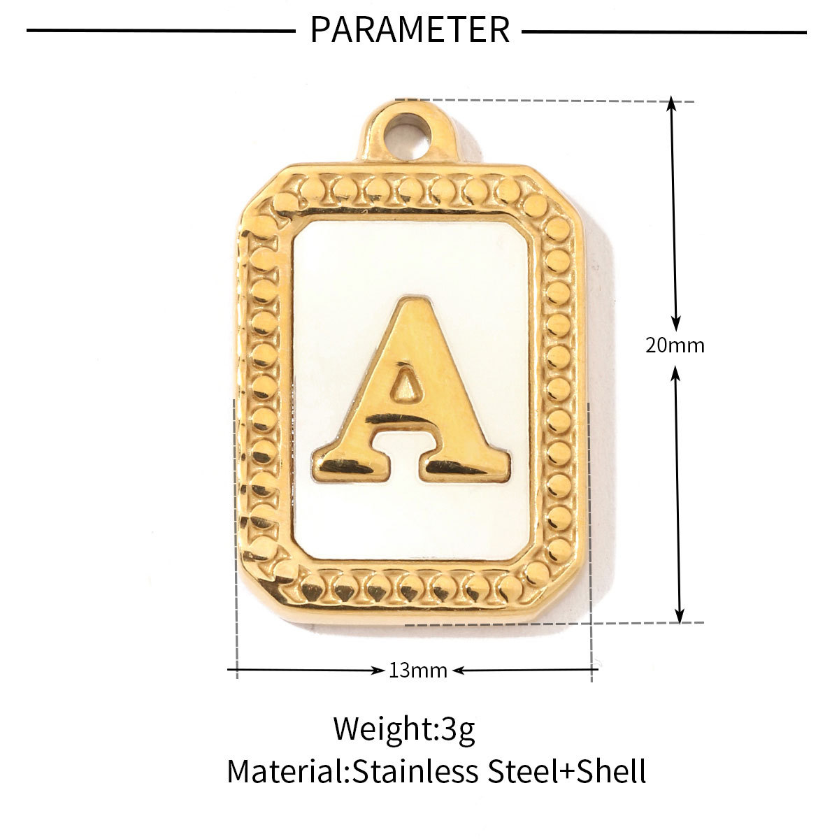 6pcs/pack French Style Stainless Steel Initail Alphabe Shell Charms A-Z Name Letter Necklace DIY Small Pendant