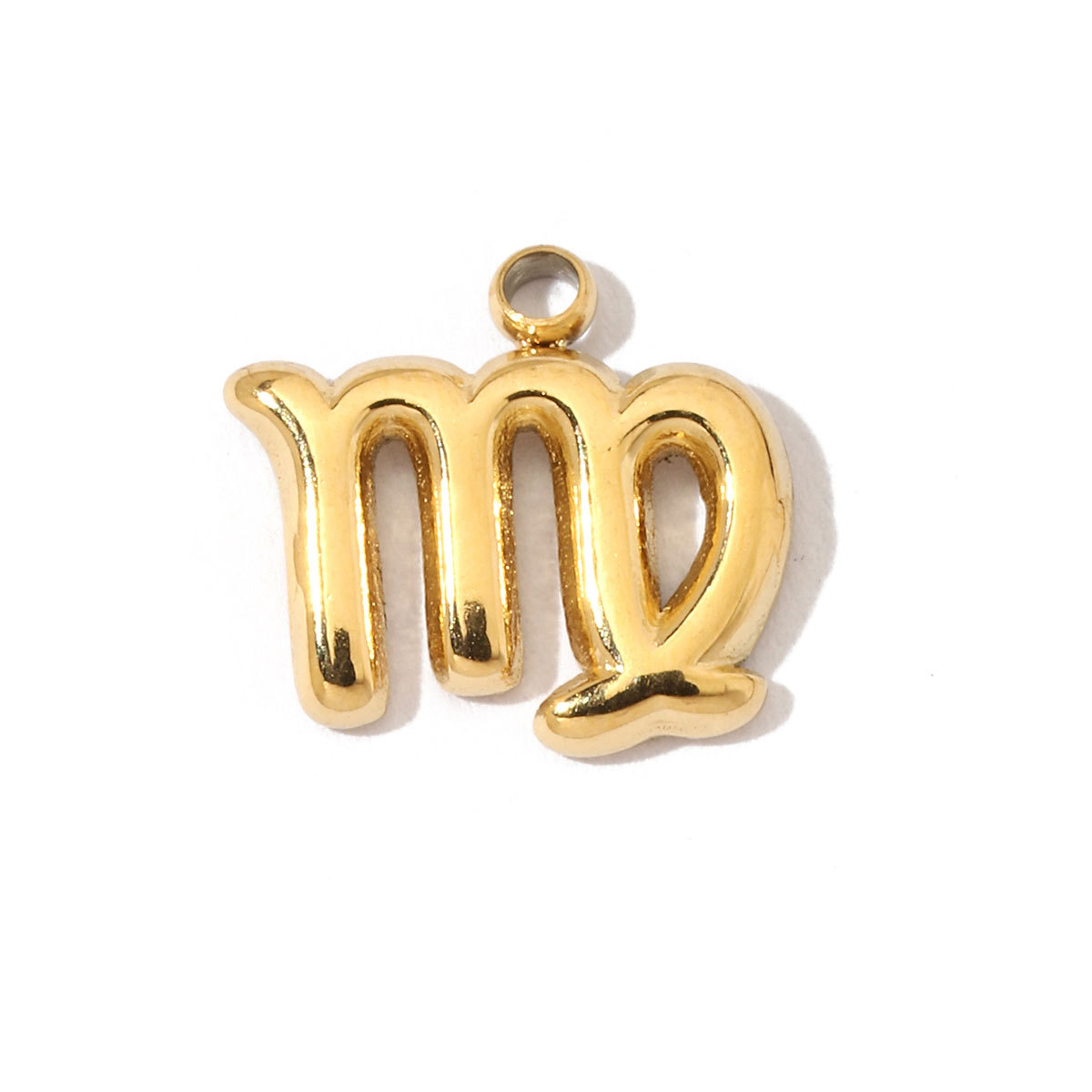 6pcs/pack French Style Stainless Steel Gold Color Zodiac Charms Star Signs Necklace DIY Small Pendant