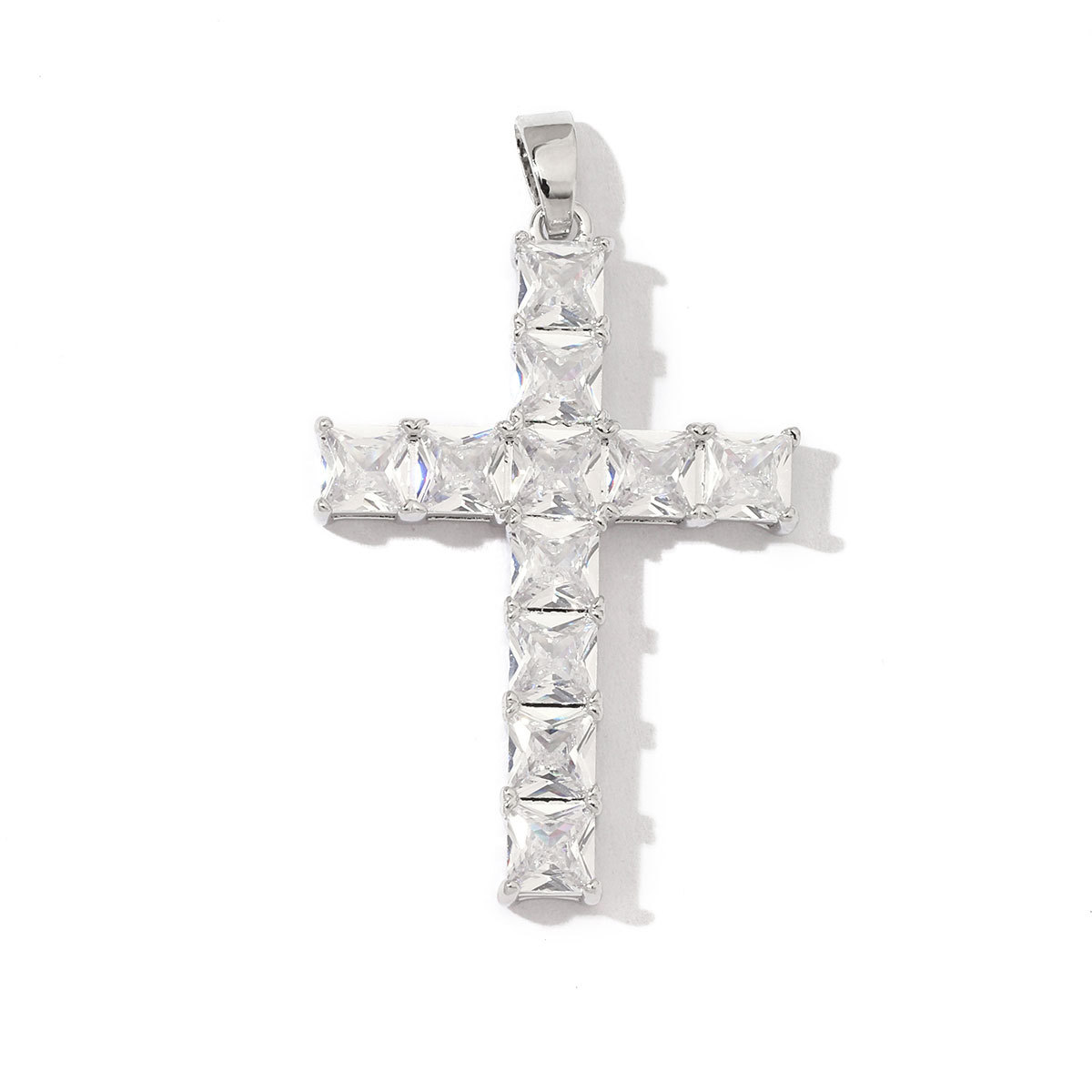 6pcs/pack Luxury Copper Square Zircon Stone Cross Charms for Necklace DIY Small Pendant