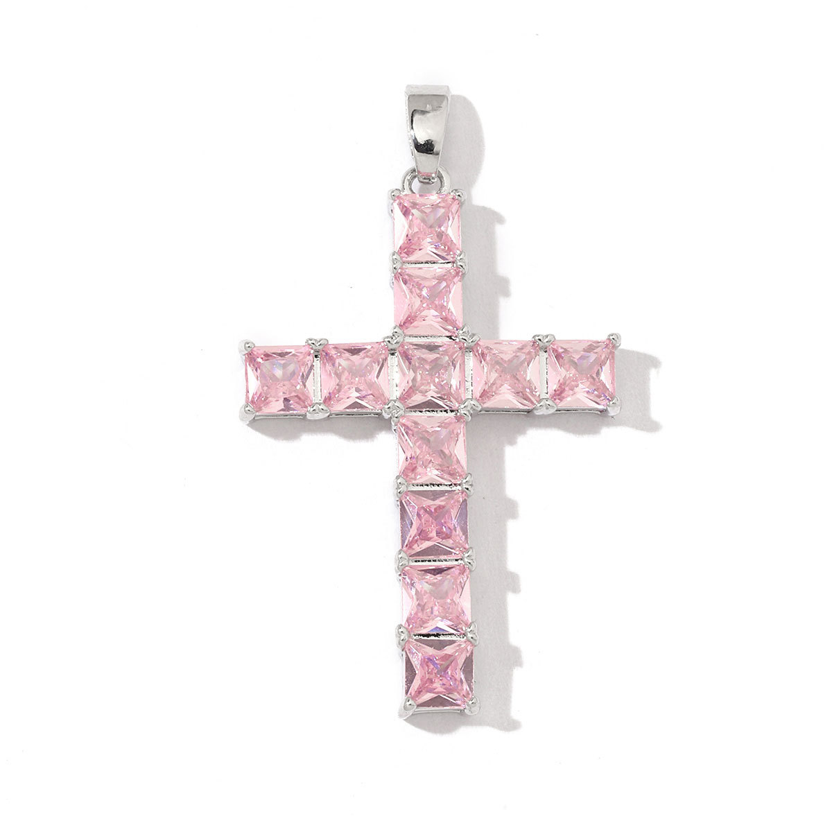 6pcs/pack Luxury Copper Square Zircon Stone Cross Charms for Necklace DIY Small Pendant