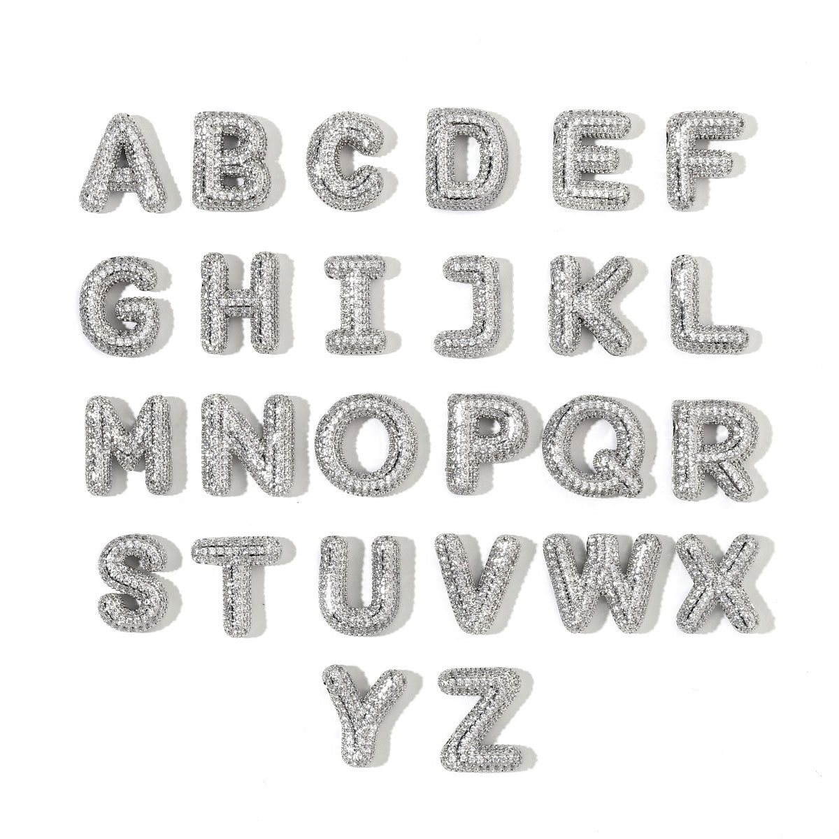 6pcs/pack Hip Hop Copper Zircon Stone Bubble A-Z Letter Charms Alphabet Initail Name Necklace DIY Small Pendant