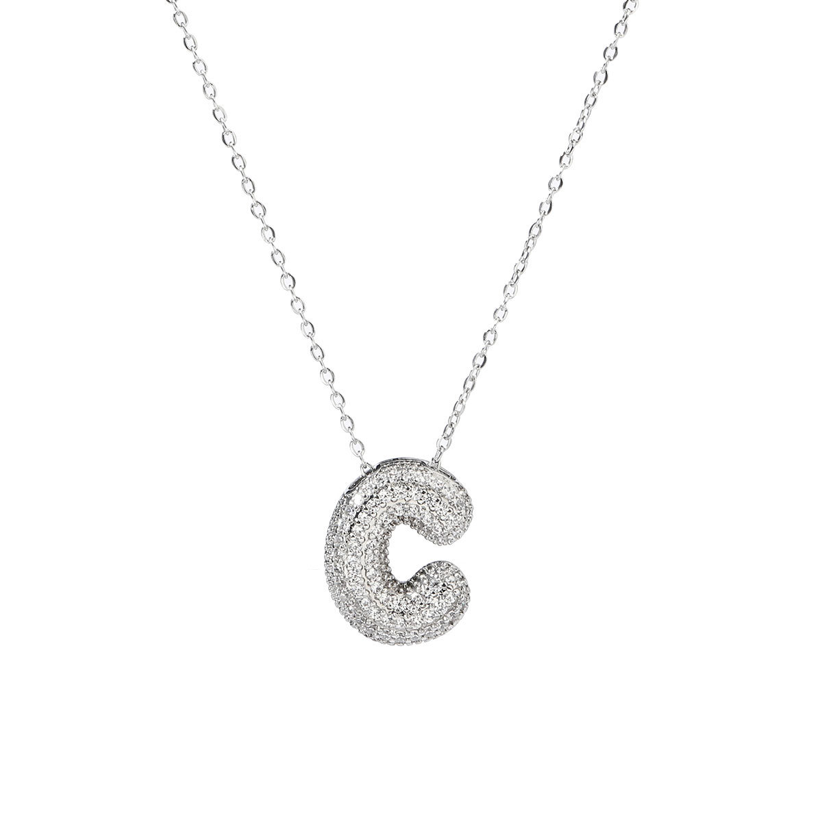 6pcs/pack Hip Hop Copper Zircon Stone Bubble A-Z Letter Charms Alphabet Initail Name Necklace DIY Small Pendant