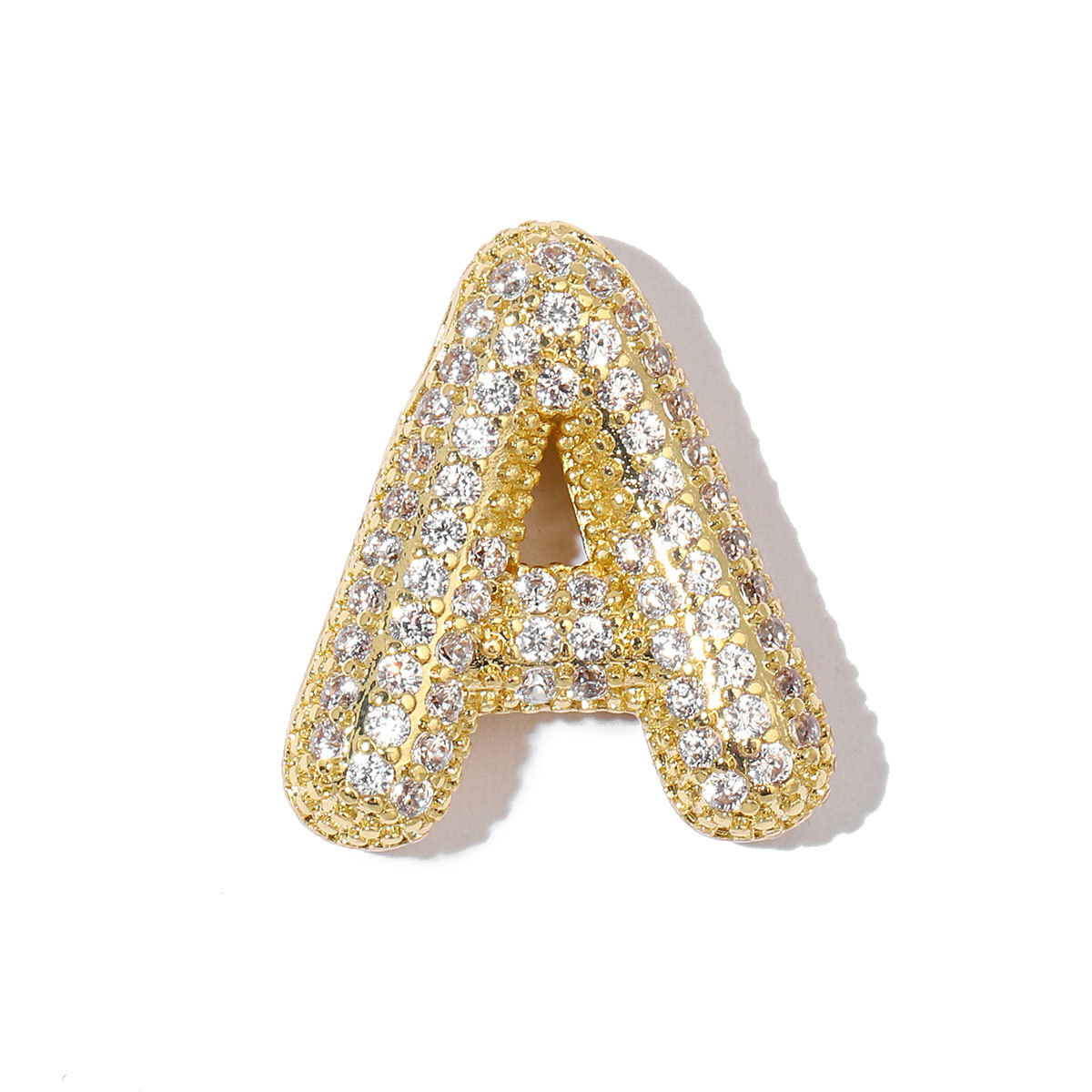 6pcs/pack Copper Zircon Stone Hip Hop Bubble Capital Letter Name Charms A-Z Alphabet Necklace DIY Small Pendant