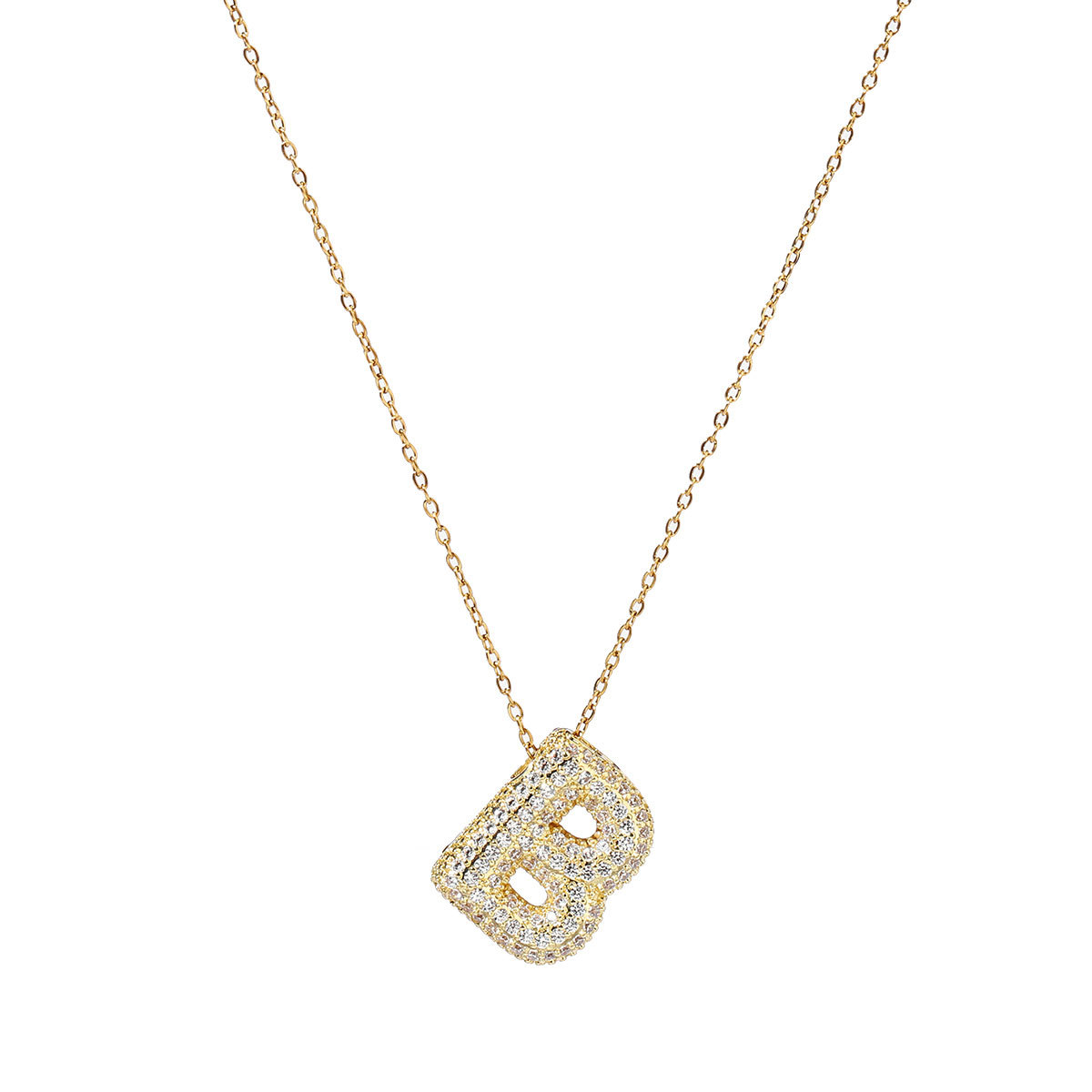 6pcs/pack Copper Zircon Stone Hip Hop Bubble Capital Letter Name Charms A-Z Alphabet Necklace DIY Small Pendant