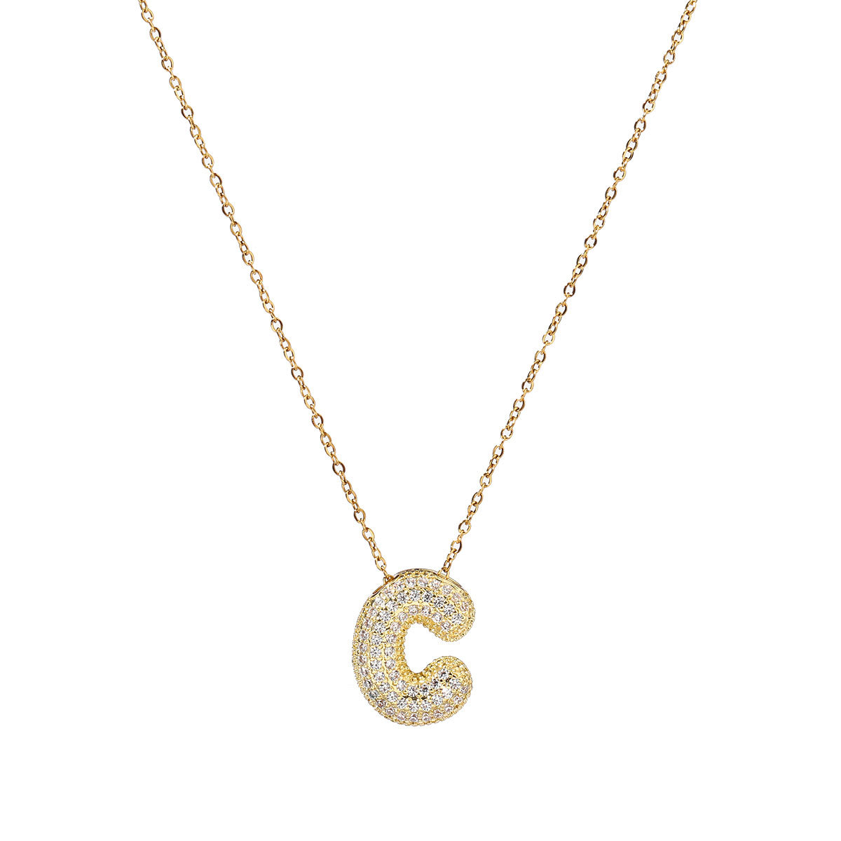 6pcs/pack Copper Zircon Stone Hip Hop Bubble Capital Letter Name Charms A-Z Alphabet Necklace DIY Small Pendant