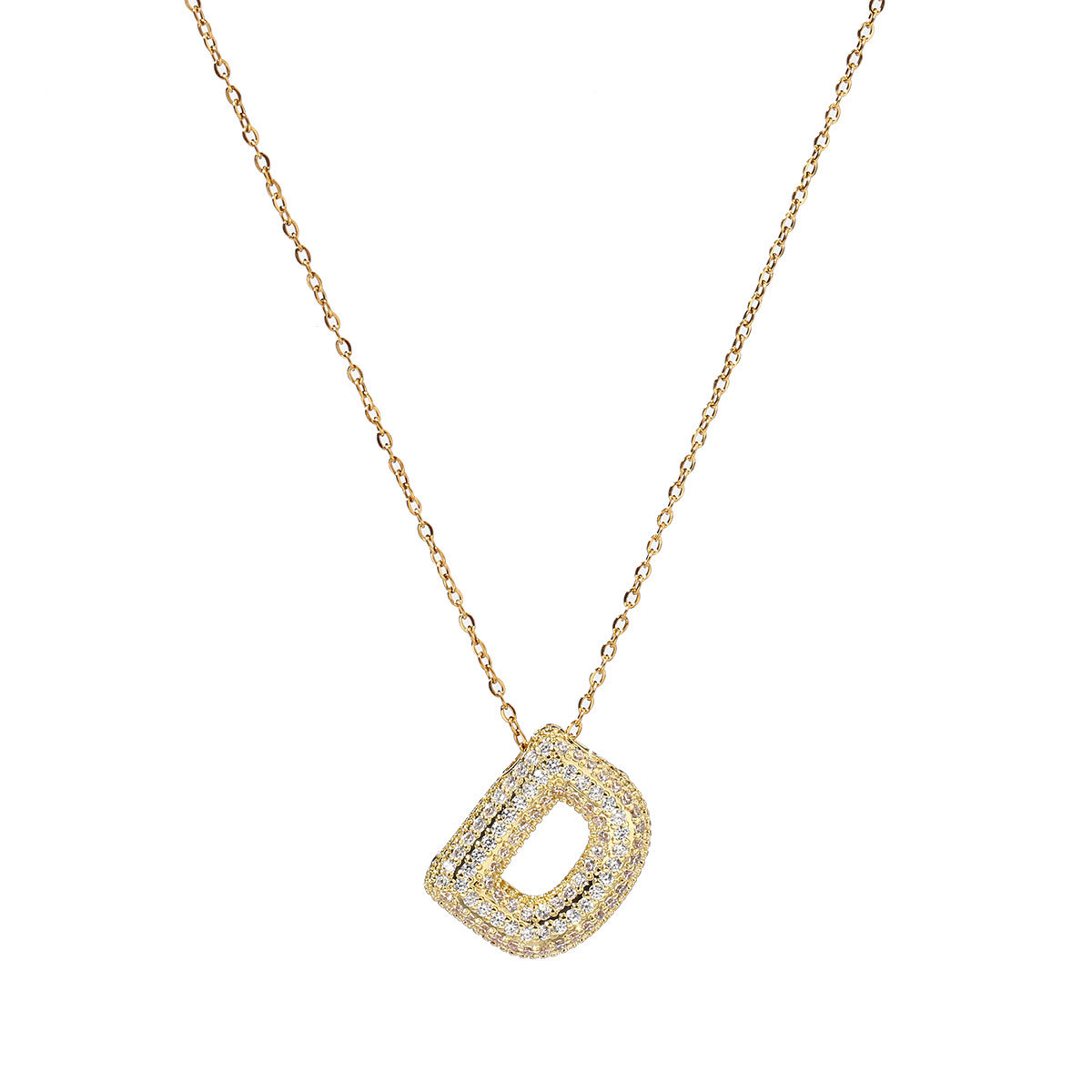 6pcs/pack Copper Zircon Stone Hip Hop Bubble Capital Letter Name Charms A-Z Alphabet Necklace DIY Small Pendant