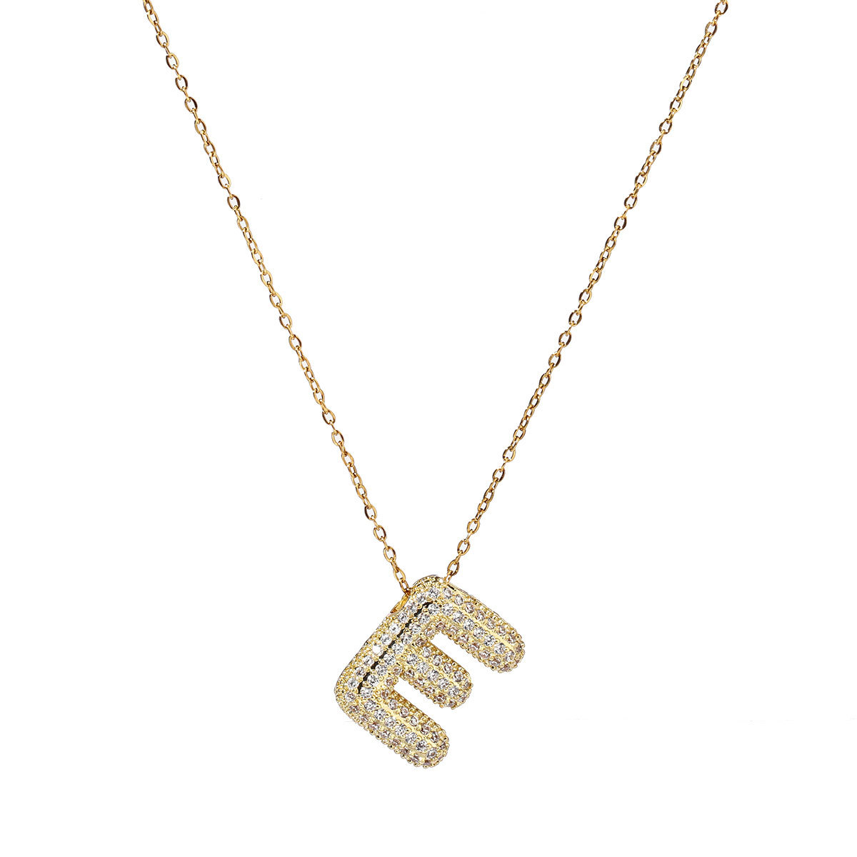 6pcs/pack Copper Zircon Stone Hip Hop Bubble Capital Letter Name Charms A-Z Alphabet Necklace DIY Small Pendant