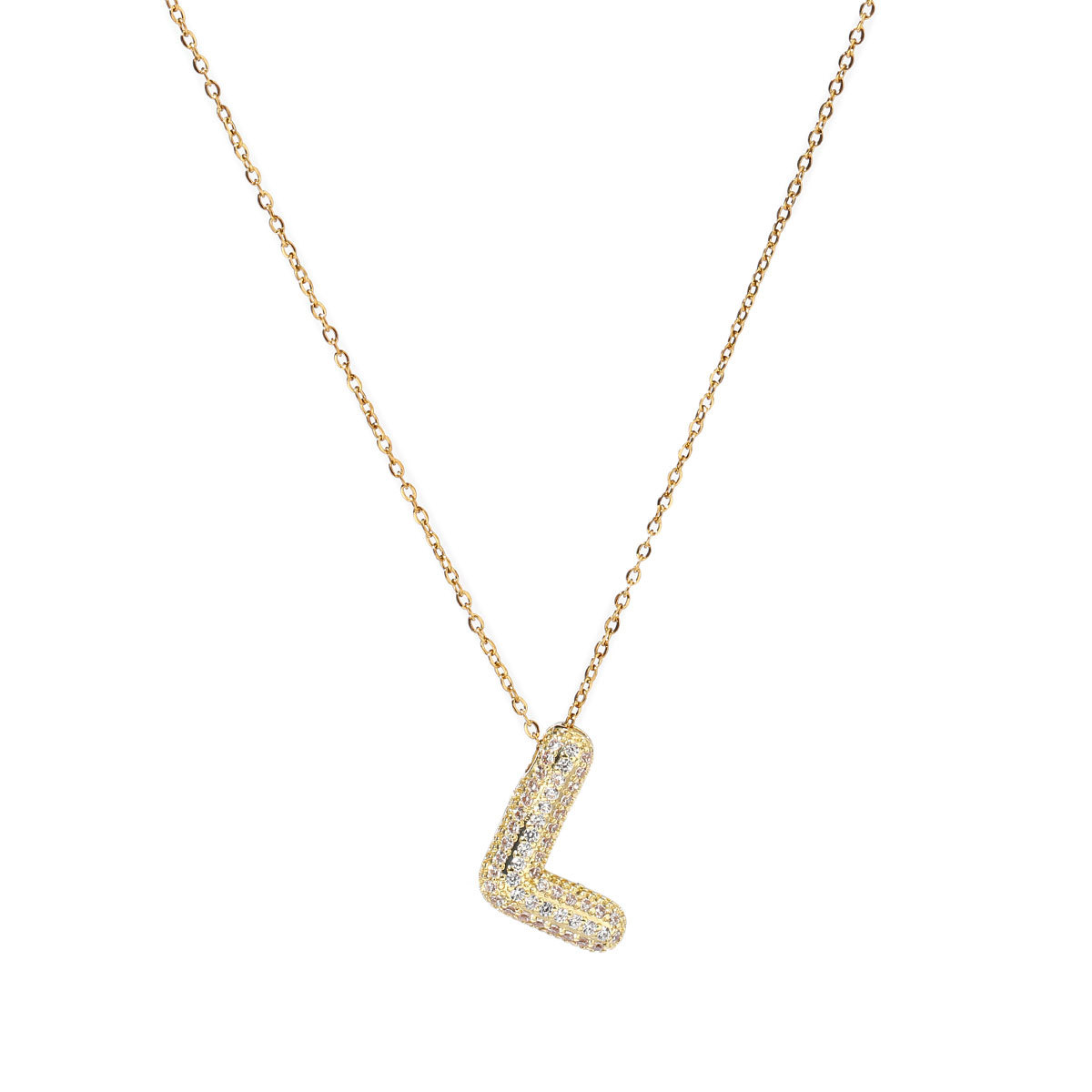 6pcs/pack Copper Zircon Stone Hip Hop Bubble Capital Letter Name Charms A-Z Alphabet Necklace DIY Small Pendant