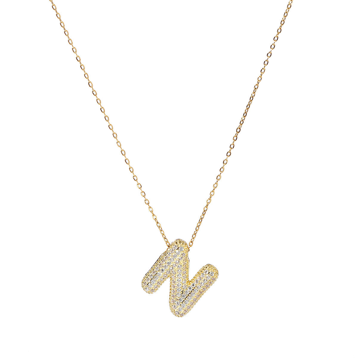 6pcs/pack Copper Zircon Stone Hip Hop Bubble Capital Letter Name Charms A-Z Alphabet Necklace DIY Small Pendant