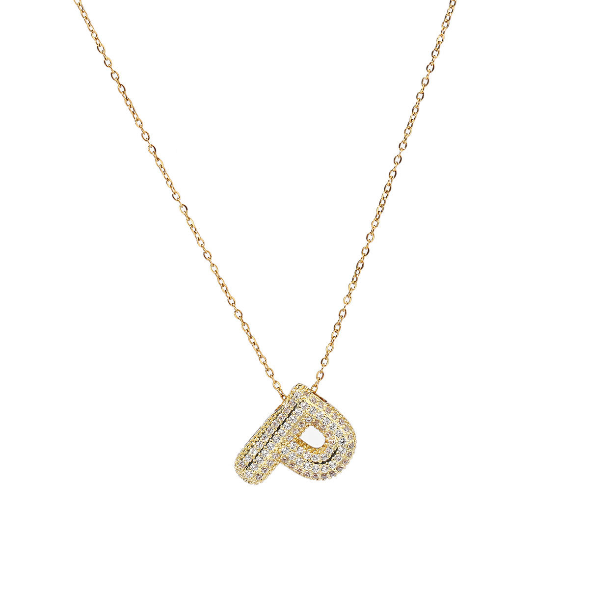 6pcs/pack Copper Zircon Stone Hip Hop Bubble Capital Letter Name Charms A-Z Alphabet Necklace DIY Small Pendant
