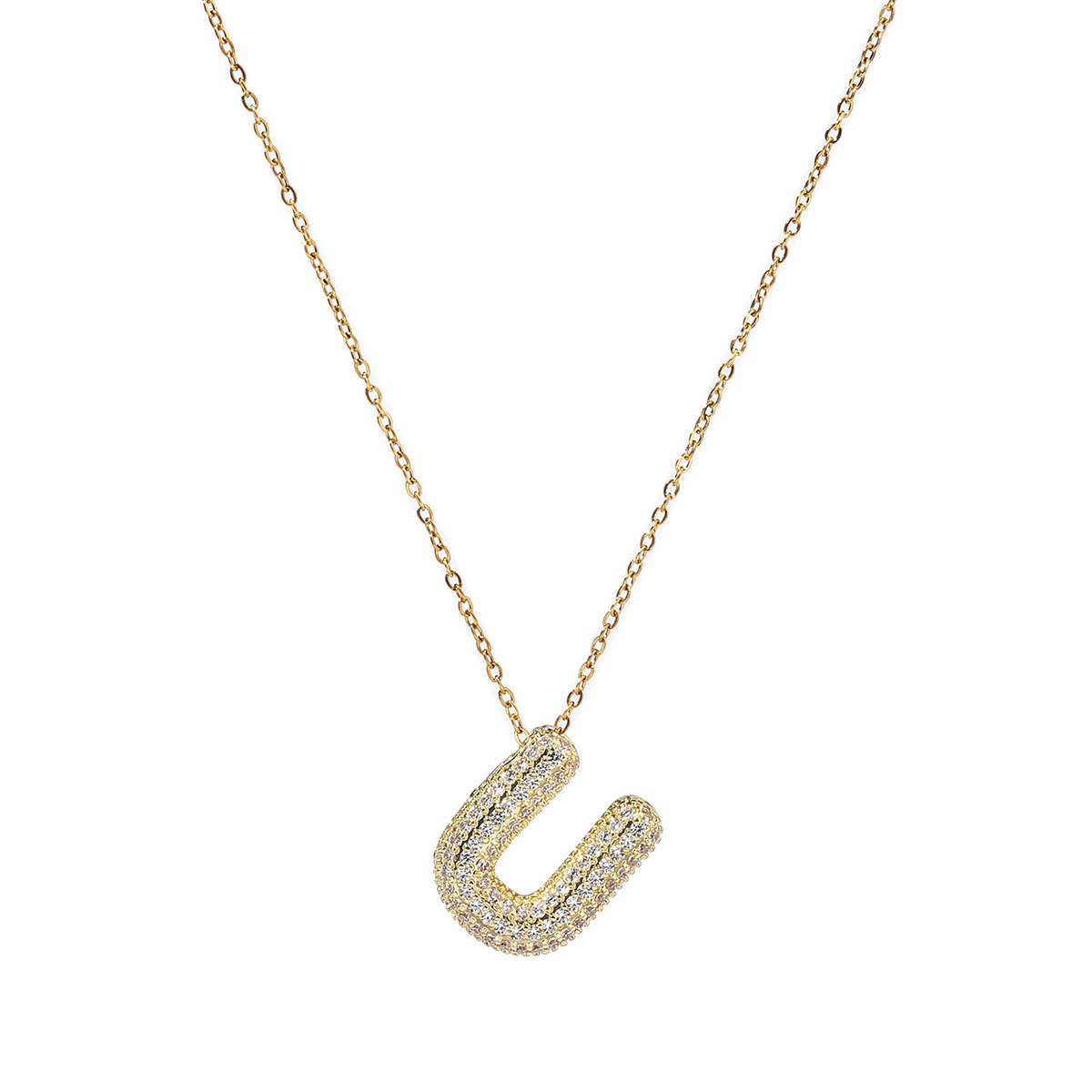 6pcs/pack Copper Zircon Stone Hip Hop Bubble Capital Letter Name Charms A-Z Alphabet Necklace DIY Small Pendant