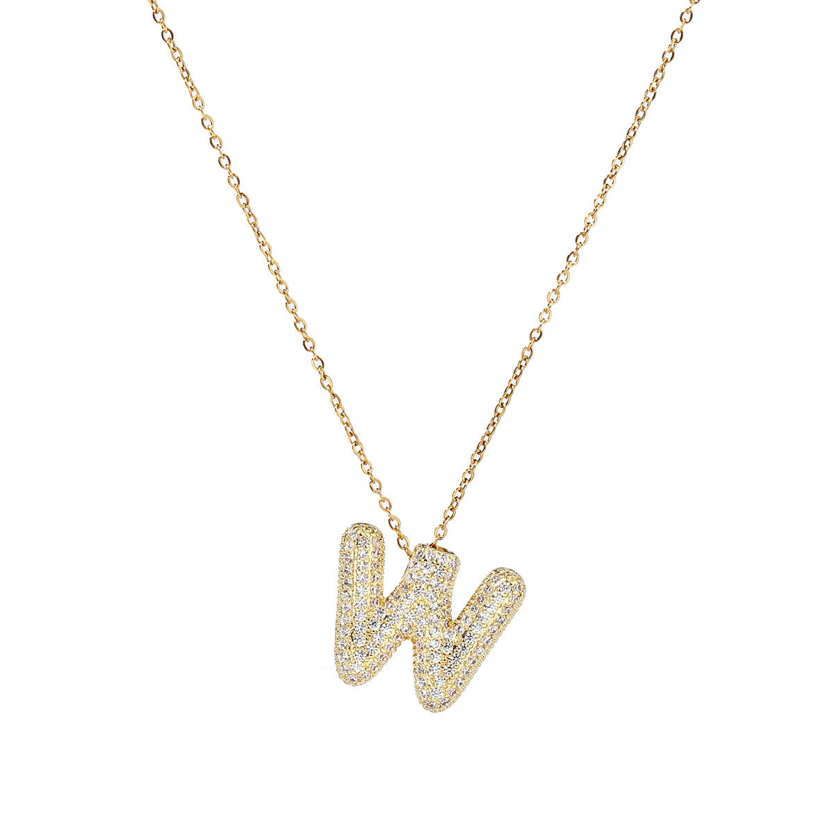6pcs/pack Copper Zircon Stone Hip Hop Bubble Capital Letter Name Charms A-Z Alphabet Necklace DIY Small Pendant
