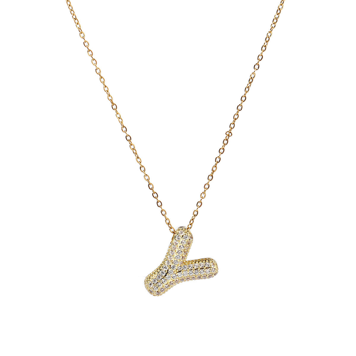 6pcs/pack Copper Zircon Stone Hip Hop Bubble Capital Letter Name Charms A-Z Alphabet Necklace DIY Small Pendant