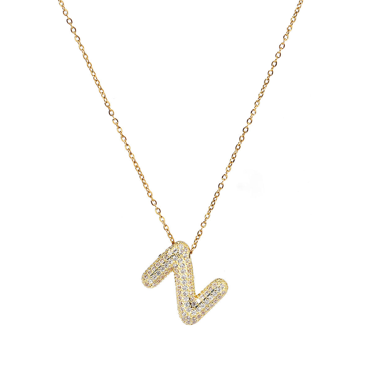 6pcs/pack Copper Zircon Stone Hip Hop Bubble Capital Letter Name Charms A-Z Alphabet Necklace DIY Small Pendant